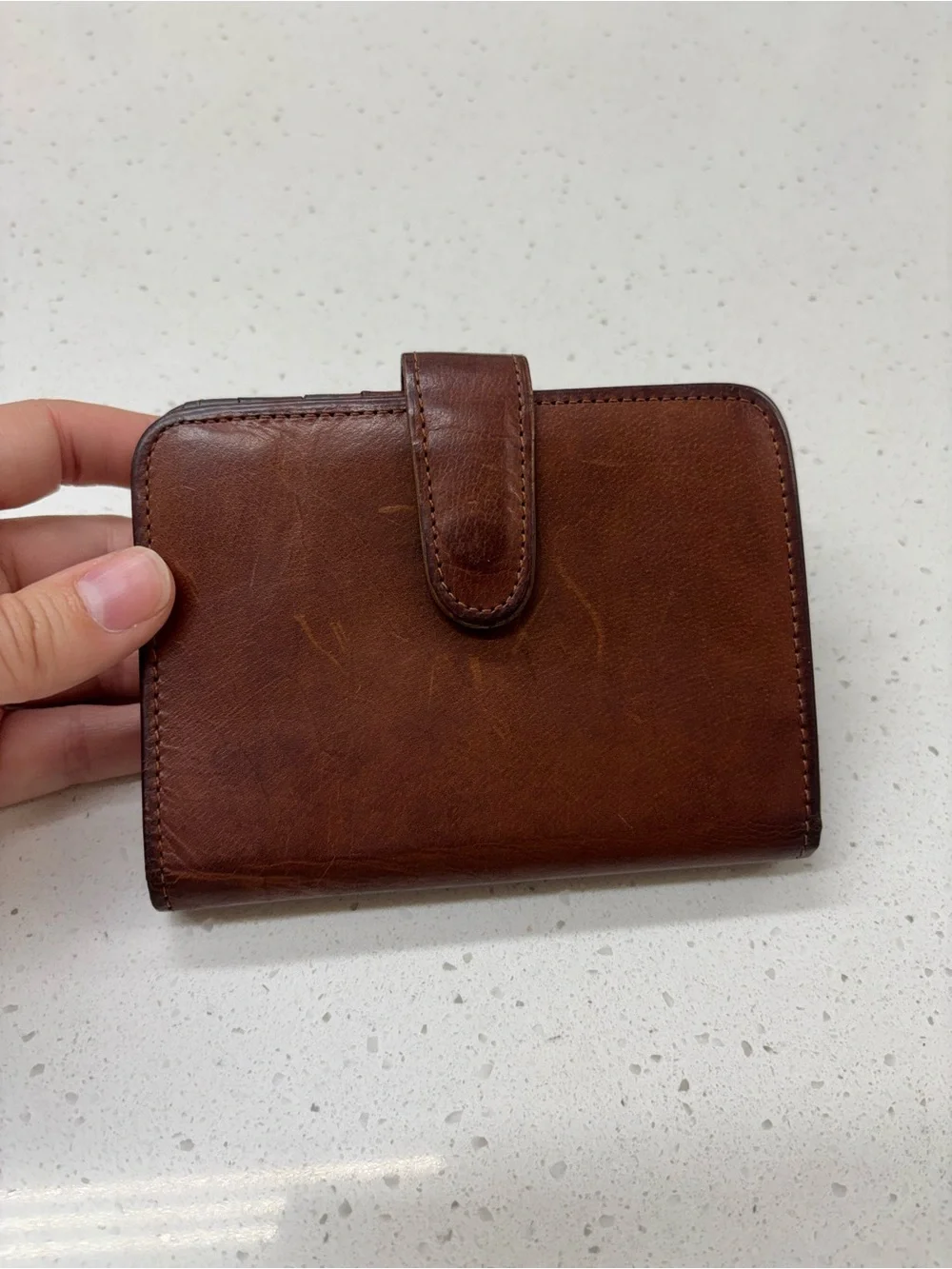 Vintage Coach Brown Leather Snap Wallet with Twist-Lock Coin Pouch